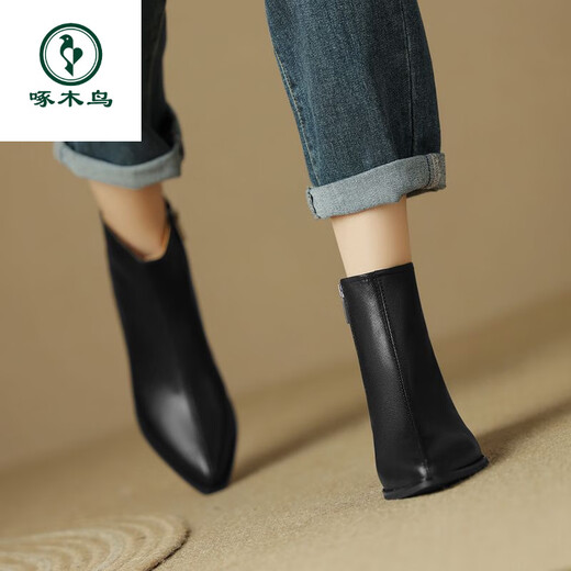 Pehorvecker de oveja con tacón grueso botas cortas para mujeres 2025 otoño y invierno Nuevas botas de martin martin martin lista de color de color caqui 37