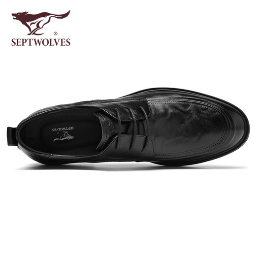 Septwolves Leather Shoes Men's Winter 2025 New First Layer Cowhide Soft Sole Formal Business Shoes Genuine Leather British Style Casual Leather Shoes Black 39