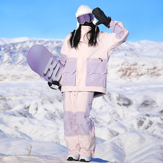 酷峰新款韩版滑雪服男女加厚保暖防水单双板装备分体滑雪衣裤情侣雪衣 奶粉粉套餐B（联系客服备注） S