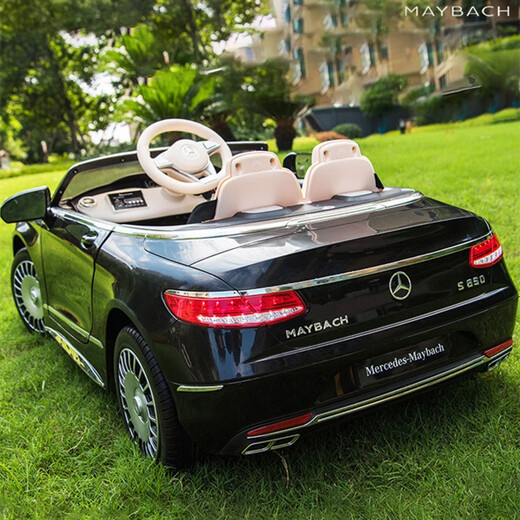 Geleoo para un automóvil eléctrico para niños Maybach de cuatro ruedas para el automóvil eléctrico para niños control remoto para el automóvil para bebés para el automóvil para bebés puede sentarse [el asiento de cuero negro exclusivo] + Touch Screen + todas las funciones Dual Drive