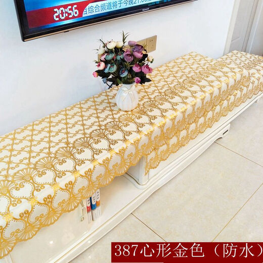 Bo Linglu PVC TV cabinet tablecloth rectangular living room coffee table tablecloth 2023 new waterproof and oil-proof double-layer universal 340 hot stamping (waterproof) 49*241cm (TV cabinet)