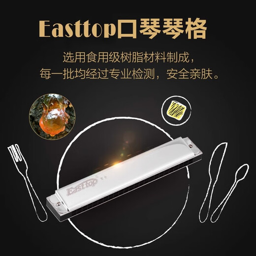 东方鼎德国进口音簧28孔复音c调口琴高级成人初学者重音AFG调专业演奏级 28孔银色复音C调