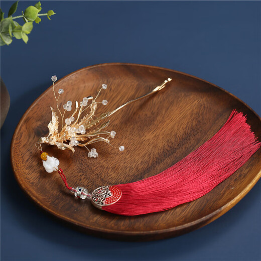 Ancient bride Xiuhe clothing headdress red velvet flower phoenix crown Chinese wedding gift newlywed toast clothing hair accessories wedding accessories Chinese bridal headwear tassel style