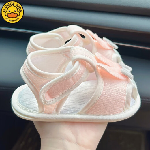 G.DUCKKIDS夏季婴儿布凉鞋01岁女宝宝软底防滑学步鞋新生儿牛筋底不掉鞋子2 诺_粉色靓靓兔凉鞋 S 内长11c 建议0-6个月宝宝