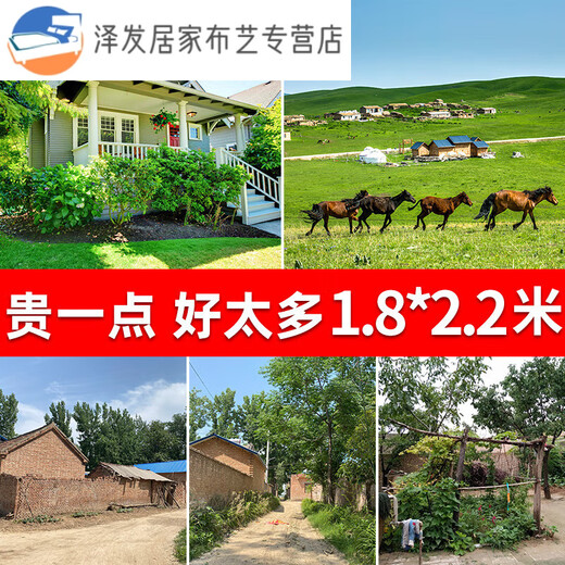 山头林村直播背景布3d立体高清农村风景直播背景布3d立体直播背景墙图可 GX-9195加厚无纺布宽2.2*高1.8M