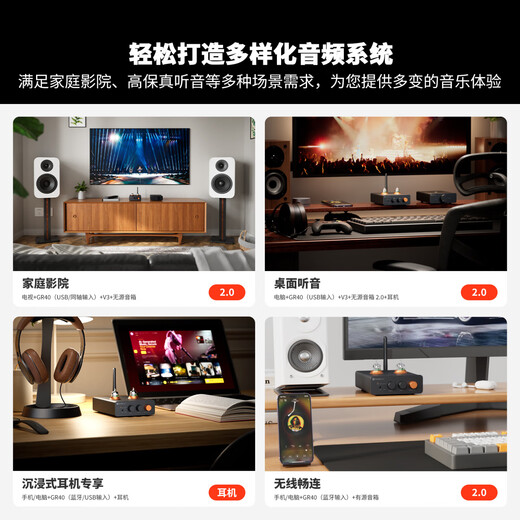 FOSI AUDIO FosiAudio GR40 amplifier preamplifier audio decoder fever-grade desktop Bluetooth decoding and headphone amplifier all-in-one machine GR40