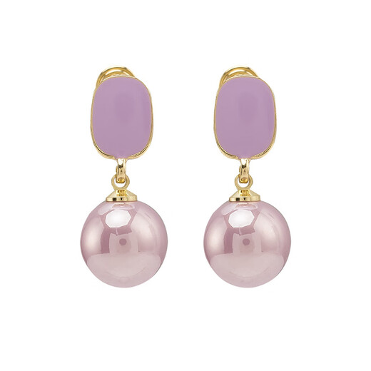 Sili Korean temperament socialite purple pearl earrings female sweat Internet celebrity trendy fashion versatile ear clip without piercing 1029 purple pearl mosquito coil ear clip
