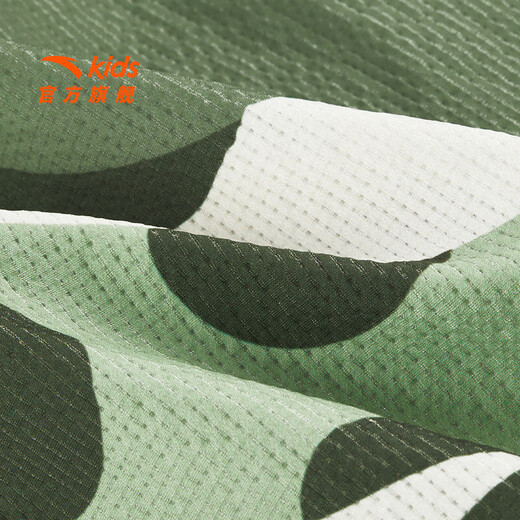 ANTA Children's Short-Sleeved Boys' Clothing 2024 Summer New Trendy Printed Woven Quick-Drying Shirt Boys' T-Shirt Short Reef Green-1 110