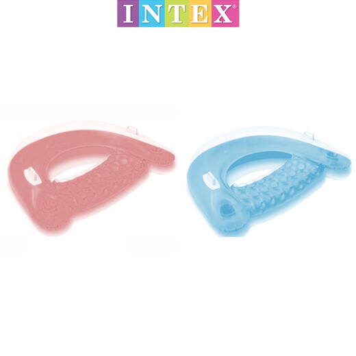 INTEX水上泳池浮排充气靠背躺椅浮床游泳圈泳圈成人儿童沙滩冲浪 粉色坐式浮排【送小脚泵】