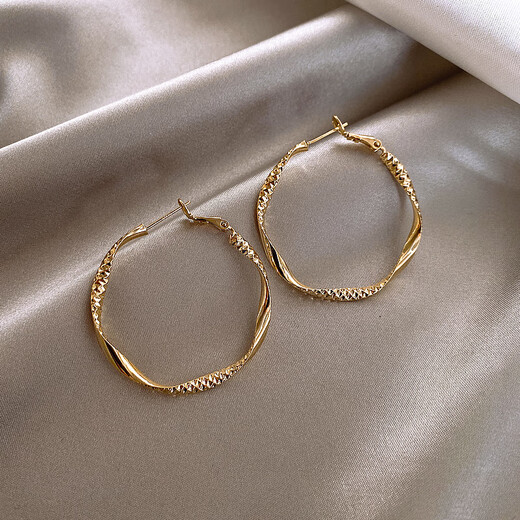 Nilan Fat Dong Lai's same style 18K gold large hoop earrings large hoop women's light luxury fashion niche design gold/925 white gold needles