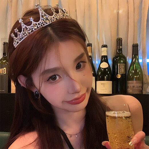 Miao Yijia Birthday Headwear Crown Headband Birthday Hat Decoration Girl Adult Birthday Scene Layout Internet Celebrity Photo Props Spire Princess Crown Silver
