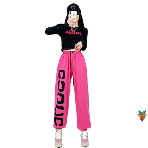 Hanchang Zunba Dance Costume Jazz Dance Top Femmes Dancing Jazz Suite de jazz tendance Sports Hip-Hop Street Dance Performance 393 Black Top 1049 Rose Red Pure Cotton Pants xxl