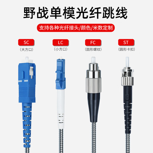 YouPuGuang Telecom Fiber Fiber Fiber de fibra de fibra para exteriores LC-SC-SC-FC-ST Rama de cable óptica Estación base armada Comunicación base a prueba de agua Cable de protección de la cola Cable de cuatro núcleos LC-FC 30 metros