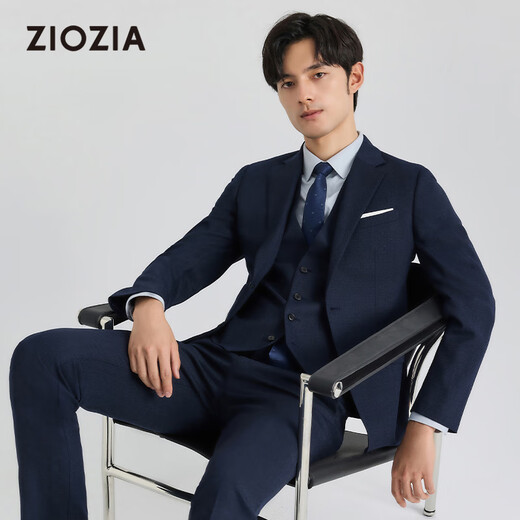ZIOZIA【九牧王旗下】【羊毛混纺】西装男修身春秋西服外套ZSBD3104J 藏青色 185