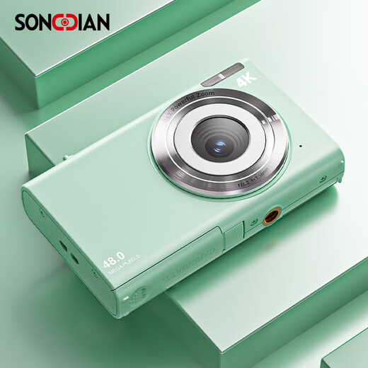 SONGDIAN digital camera for high school students, high-definition mirrorless camera, high-definition mirrorless replacement CCD campus camera, mint green, 32G memory card