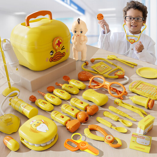Enbe family children doctor toys boy girl simulation nurse play set medical medicine box stethoscope birthday gift [upgrade] medical box 52 pieces (doctor's suit)