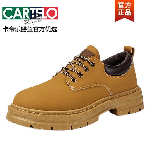 CARTELO 2025 autumn outdoor work boots versatile Martin boots men's trendy casual shoes men's big yellow boots men's labor protection shoes MD02 khaki 40