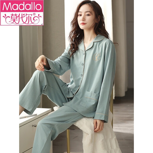 
Modal pajamas for women spring and autumn pure cotton long sleeve women thin 2025 new autumn cardigan lapel home clothing set XEQ1105 women pure cotton long sleeve pajamas 3XL (180): Suitable for 160-180Jin [Jin equals 0.5 kg] wearing