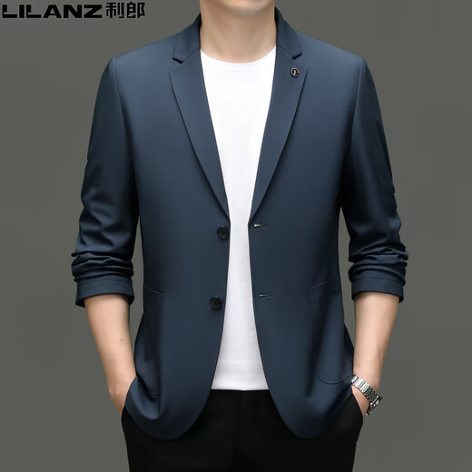 
Lilang men's suit spring and autumn new style of middle-aged and young men's high-end business casual casual clothes single small suit jacket Navy blue [ZL12398] 185/2XL [150-165Jin [Jin equals 0.5 kg]]