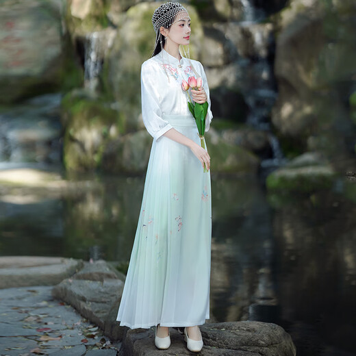 FENGEYA香港潮牌马面裙全套2024夏季连衣裙女新款衣服女装夏天新中式裙子 2172白衣+2308马面裙+12187衬裙 M