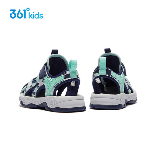 361 Children's Sandals 2025 Summer Boys and Girls 3-12 Years Old Breathable Anti-collision Baotou Beach Sandals Blue 31