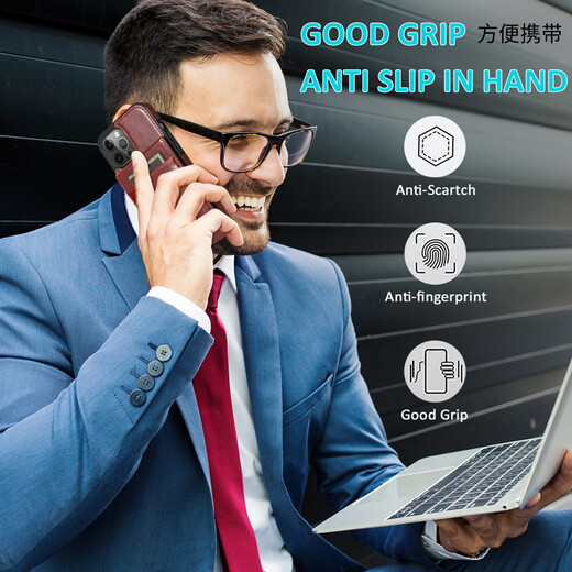 ONEAGREE 纯色支架适用iPhone15/16 Pro max手机壳苹果11/12/13/14卡包套跨境潮牌16e实用简约 棕色 iPhone13 Pro Max