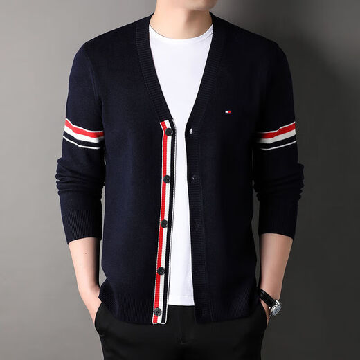 Tommybulltommy Autumn Button Strickjacke V-Ausschnitt-Revers-Pullover dünne einfache lässige und vielseitige Pulloverjacke Männer 9215-Gragen V-Ausschnitt 125/185 Vorgeschlagen 170-190jin [Jin ist 0,5 kg]
