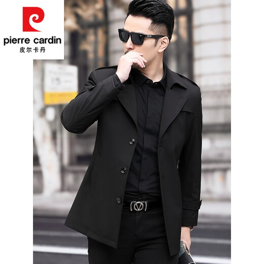 Pierre Cardin high-end men's windbreaker spring and autumn casual jacket slim short business versatile men's jacket fashion tops khaki 170/M recommended 100-125Jin Jin equals 0.5 kg