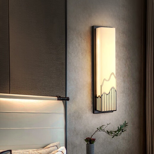 Qianzhang Lamp New Chinese style full copper marble wall lamp gate courtyard exterior wall outdoor bedroom study background wall bedside living room Zhongshan Height 80CM * Width 15CM Outdoor waterproof type B