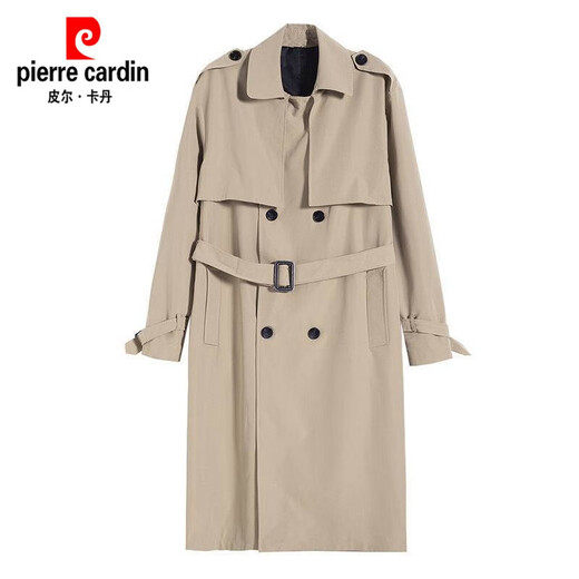 皮尔卡丹（pierre cardin）新款风衣男中长款韩版春秋季潮流宽松过膝大衣英伦风外套男2024 浅棕色【复合】 加厚 XL