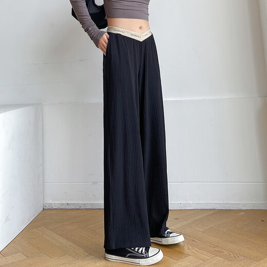 Miduli maternity pants spring and autumn wide-leg pants wear straight-leg pants low-waisted large-size pants without belly maternity outfit Black XL