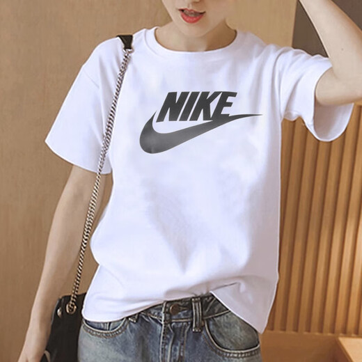 Nike (Nike) Femenino Set 2025 Summer NUEVA casualidad de manga clásica de manga corta Capas de manga corta tejido de cinco cultivos Conjunto de dos piezas DX7907-100 y FV6623-010 m (160)