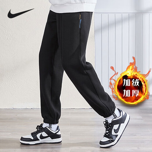 Nike (NIKE) velvet pants men's new winter style Nik leggings warm sweatpants basketball thickened sweatpants men's Chinese Valentine's Day DA6705-010_Fleece thick section 2XL recommended 180-190Jin Jin is equal to 0.5 kg
