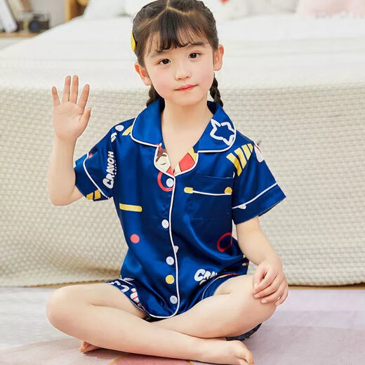迪士尼（Disney）夏季短袖儿童睡衣冰丝薄款夏天男童真丝小女孩宝宝卡通家居服套装 679女童 170 10码建议身高105-115cm