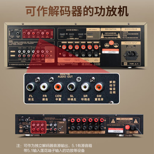 丹麦之笙（DMSEINC）2.0声道家庭影院落地音箱 客厅环绕音响电视音响 HIFI三分频无源音响 木质前置音箱搭配功放组合 JY-550主箱+A-999功放