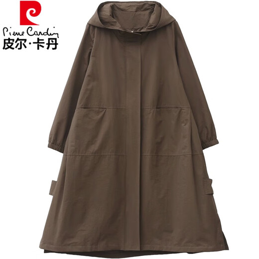 皮尔卡丹风衣外套女中长款2025春秋季新款大号宽松中年妈妈小个子大衣外套 图片色 4XL【建议155-170斤】