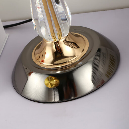 Yaotian Modern Simple European Style Dimmable LED Wedding Table Lamp Bedside Bedroom Breastfeeding Crystal Glass Table Lamp Dimmer Switch + 2 3W LED Bulbs
