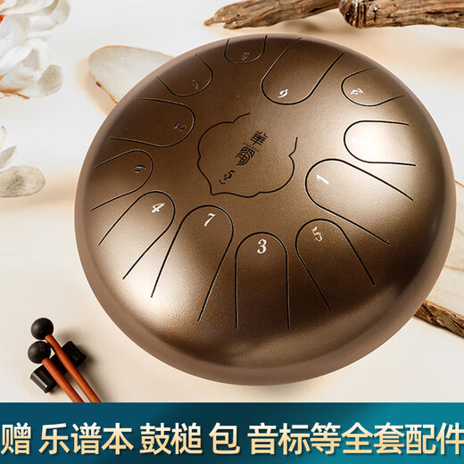 华蜀15音空灵鼓13音12寸碳钢款莲花空灵钢舌鼓儿童初学者打击乐器 碳钢款13音12寸  C调花银色