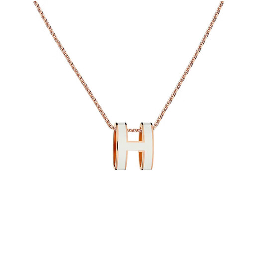 Hermes Pop Hop H Oval Postero tridimensional Collar chapado rosa H1479 White H147991fo49