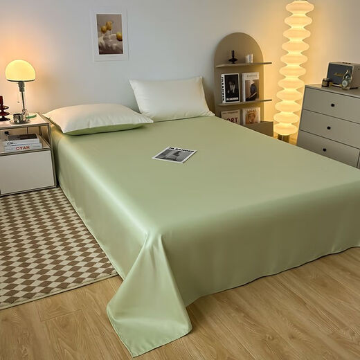 Shuxuan summer single solid color single and double 1.5m ice silk silky naked sleeping sheets student dormitory Rococo-white + silver gray sheets are silver gray 230x230cm single sheet