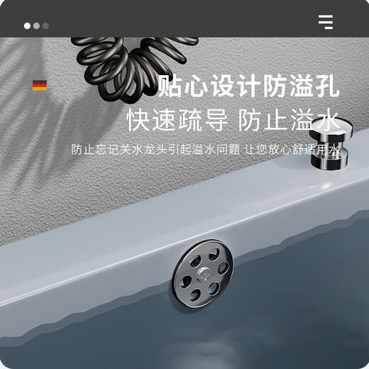 Blue Peony Mop Pool Balcony High Mop Basin Bathroom Household Mop Pool Mop Pool Mobile Washing Basin Pool Sink White Fixed Large Size 65cm + Full Copper Spray Gun