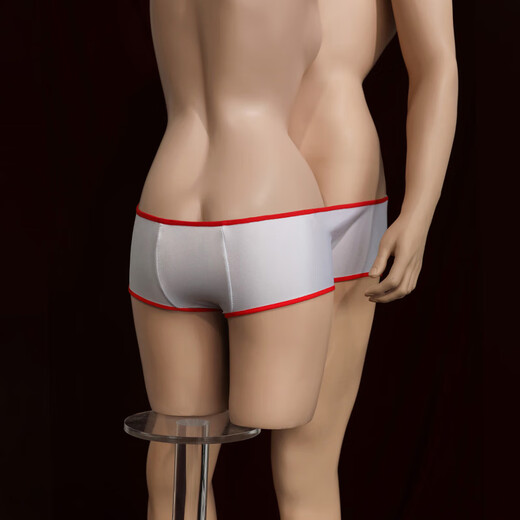 Sexy thong men's lace underwear, couples sexy ultra-thin open crotch, no need to take off temptation 7196 transvestite hidden JJ white single underwear self-masturbation valet