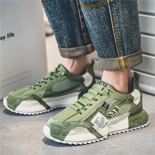 MVPBOY running shoes men's new spring versatile casual sports shoes men's bottom bag dad's shoes breathable mesh shoes men's shoes Sunshine C681 green 40