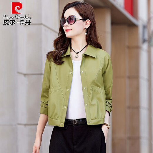 皮尔卡丹海宁皮衣女真皮2025春秋新款小个子高端绵羊皮短款皮夹克女士外套 黑色 XL 115-125斤可穿