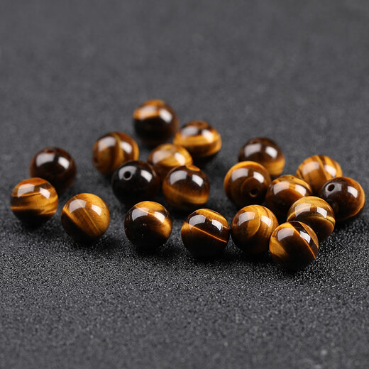 Nianfu natural tiger eye stone loose beads gold blue red yellow cat eye stone loose beads DIY bracelet tiger clear stone crystal beads disciple separation beads collection grade yellow tiger eye 16mm/piece