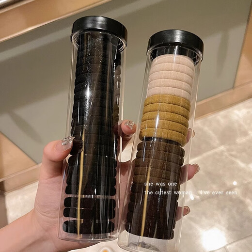 Danqin High Elasticity and Durable Traceless Hair Rope High Ponytail Hair Rope Simple Temperament Tie Hair Band Women's Hair Wrap Premium Leather Case _Black About 50pcs