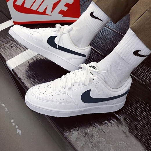 耐克（NIKE）男鞋子男 25夏季新款运动鞋时尚休闲鞋小白鞋低帮耐磨透气板鞋男 【简版空军】热销-经典黑白/晒图退10 41 （内长260mm）