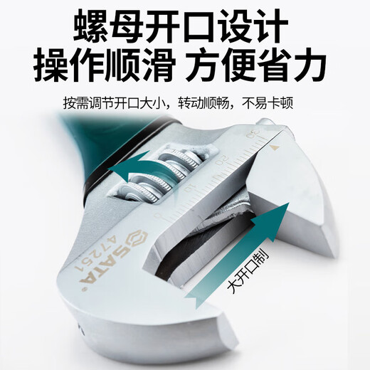 SATA Tools Plastic-coated European-style Adjustable Wrench Large Open Wrench Auto Repair Machine Repair Wrench 8 47250