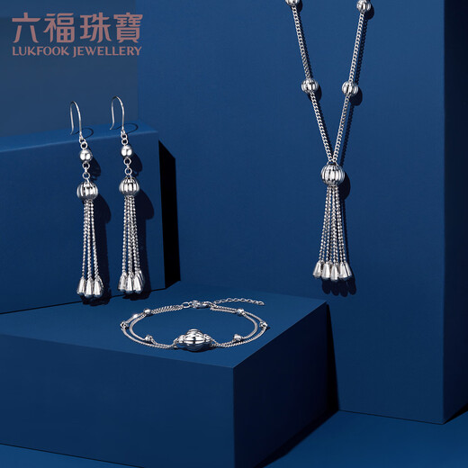 Lukfook Jewelry Platinum 950 watermelon beads tassel platinum drop earrings, price L19TBPE0021 10.46 grams (including labor cost 1077 yuan)