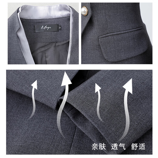 Weishipin autumn professional small suit suit for women new temperament high-end suit jewelry hotel sales work clothing summer navy blue suit + pants XL